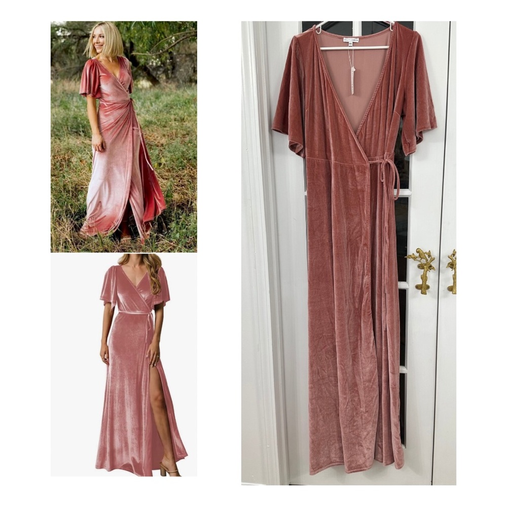 Baltic Born Meghan Velvet Wrap Maxi Dress in Mauve (Size XXL)